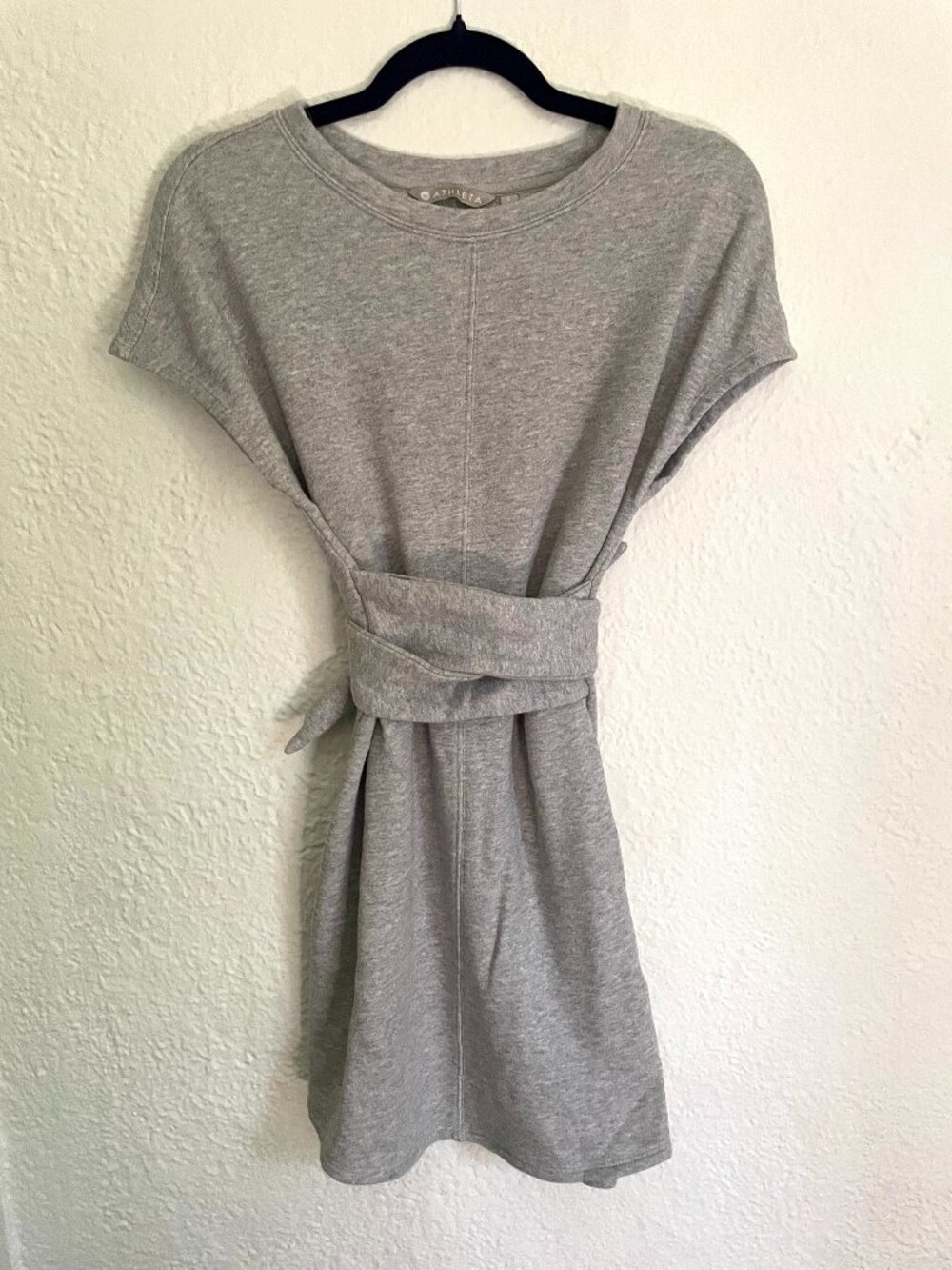 Athleta Embrace Sweatshirt Dress Sz Sm Cozy Athleisure Hidden Pocket Sporty Ties